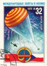 Soviet retro postage stamp Intercosmos. 1978 Royalty Free Stock Photo