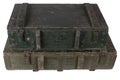 Soviet and russian army ammunition stack of green crates. Text in russian - type of ammunition, projectile caliber, projectile