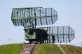 Soviet and russian military radar station with antenna. Air defense. Modern army industry