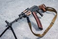 Soviet russian weapon: RPK with message Royalty Free Stock Photo