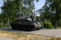 Soviet self-propelled anti-aircraft gun ZSU-23-4 Shilka on the site in front of the Korela Fortress Museum in the city of