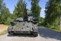 Soviet self-propelled anti-aircraft gun ZSU-23-4 Shilka on the site in front of the Korela Fortress Museum in the city of