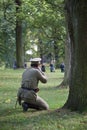 Soviet soldier aiming to enemy Royalty Free Stock Photo