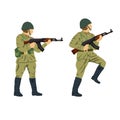 2 Soviet soldiers with 1980`s style uniforms and weapons