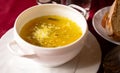 Soviet soup with pickles and barley. Leningrad rassolnik Royalty Free Stock Photo