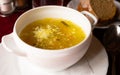 Soviet soup with pickles and barley. Leningrad rassolnik Royalty Free Stock Photo