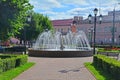 Soviet square with fountain in Klin city