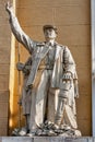 Soviet statue of woman and worker in Mukachevo, Ukraine