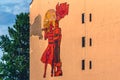 Soviet street art on surface of building wall