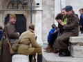 Soviet style and Hungarian second wworld war soldiers in Budapest in street festival