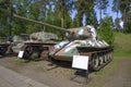 Soviet tank T-34-85 in the coloration of the Finnish army of the Second World War period