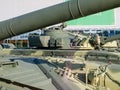 Soviet tanks stand in the open air in the museum Royalty Free Stock Photo