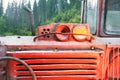 Soviet tractor in the mountains of Ukraine Royalty Free Stock Photo