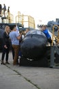 The Soviet ultra-small submarine project 907 `Triton-1M` and people near it