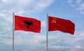 Soviet Union and Albania flags, country relationship concept Royalty Free Stock Photo