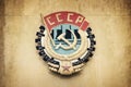 Soviet union CCCP emblem with hammer and sickle on a wall Royalty Free Stock Photo