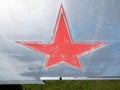 Soviet union star symbol on a airplane wing. Military aviation