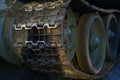 Soviet Union tank tracks. Caterpillar armored closeup shot. Royalty Free Stock Photo