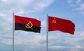 Soviet Union and Angola flags, country relationship concept Royalty Free Stock Photo