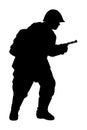 Soviet unions soldier with a rifle gun during world war 2 silhouette vector