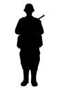 Soviet unions soldier with a rifle gun during world war 2 silhouette vector