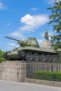 Soviet War Memorial with a statue of a Soviet soldier and T-34 tank in Tiergarten, Berlin, Germany