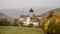 Sovinec castle in Czech republic during autumn cloudy day