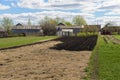 Sowed field in front of the house