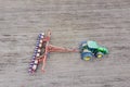 Sowing of corn. Tractor with a seeder on the field. Using a seeder for planting