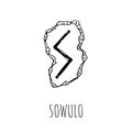 Sowulo rune written on a stone. Vector illustration. Isolated on white