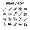 soy bean food pea green icons set vector Royalty Free Stock Photo