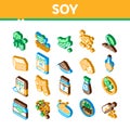 Soy Bean Food Product Isometric Icons Set Vector Royalty Free Stock Photo
