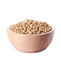 Soy beans in bowl isolated on white Royalty Free Stock Photo