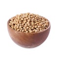 Soy beans in bowl isolated on white Royalty Free Stock Photo