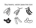 Soy beans, vector peas line Icon template black color editable