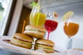 Soy burgers and fruit drinks, wealthy food Royalty Free Stock Photo