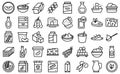 Soy food icons set outline vector. Milk soya