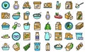 Soy food icons set vector flat