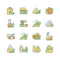 Soy foods RGB color icons set Royalty Free Stock Photo