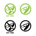 Soy Free Symbol. Vector Illustrations Icon On A White Background. Soy Free Foods. Soy Free Diet.