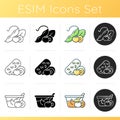 Soy meals icons set Royalty Free Stock Photo