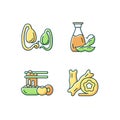 Soy meals RGB color icons set Royalty Free Stock Photo