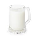 Fresh milk in glass pitcher jar with handle isolated on white background Royalty Free Stock Photo