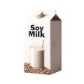 Soy milk carton box isolated on white transparent background Royalty Free Stock Photo