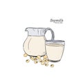 Soy Milk, hand draw vector