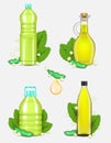 Soy oil bottle set vector realistic illustration