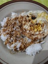 soy sauce egg rice served on a plate Royalty Free Stock Photo