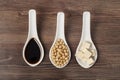 Soy sauce soya beans and tofu Royalty Free Stock Photo