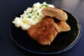 Soy schnitzel and mashed potatoes