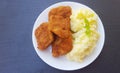 Soy schnitzel and mashed potatoes